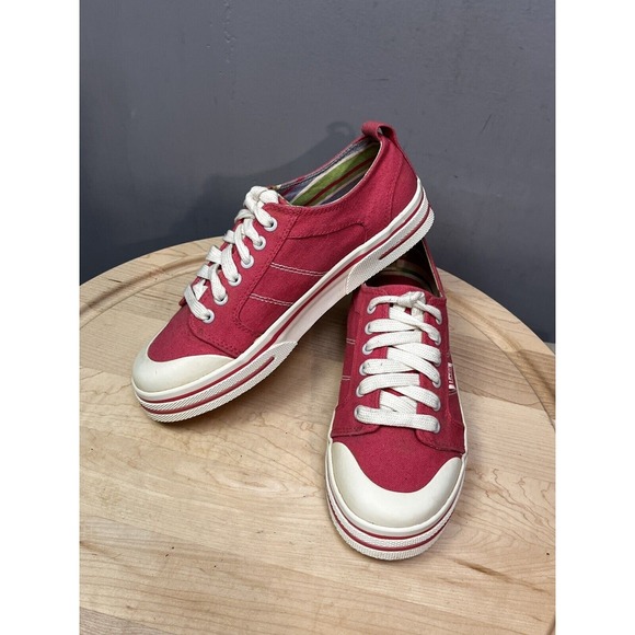 Bass Shoes - Bass Sneakers Womens 7.5 Red Zone Canvas Low Top‎ Lace Up Casual Shoes